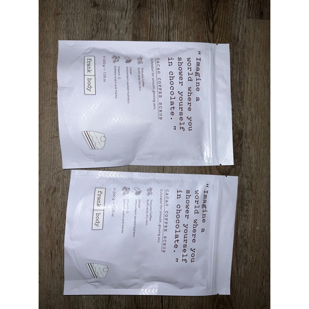 Frank Body Cacao Coffee Scrub 200g 2-Pack Natural Exfoliating Vitamin E Cacao